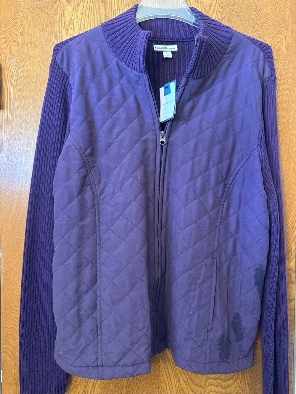 Beautiful Coldwater Creek Dark Burgundy Quilted Zip Sweater Jacket